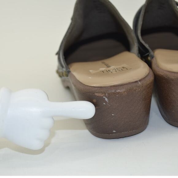 Time and Tru Womens Sz 8 Clogs Black Faux Leather Y2K Style - Picture 5 of 13